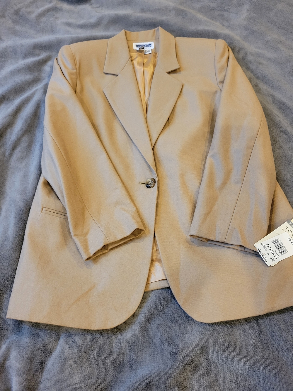 Women's Taupe Vintage Single-Button Blazer Jacket 14P NWT